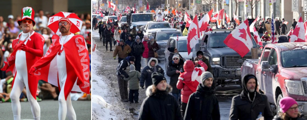 Canadian flags flake and convoy